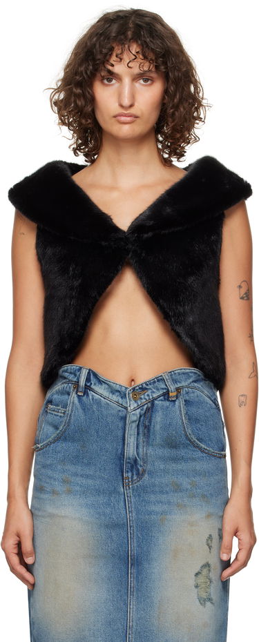 Жилет We11done We11done Cropped Faux-Fur Vest чорний | WD-F93-24-026-W-BK, 0