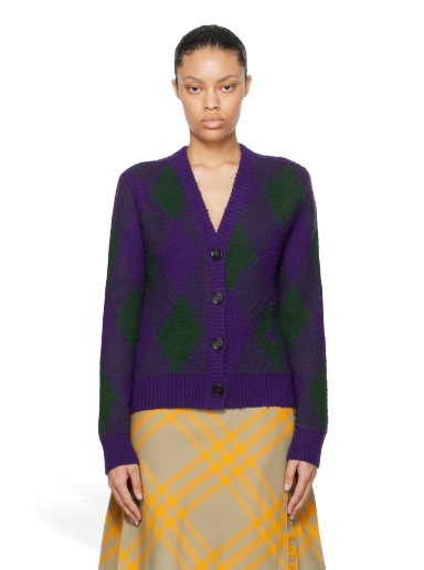 Cветр Burberry Argyle Cardigan Фіолетовий | 8076954