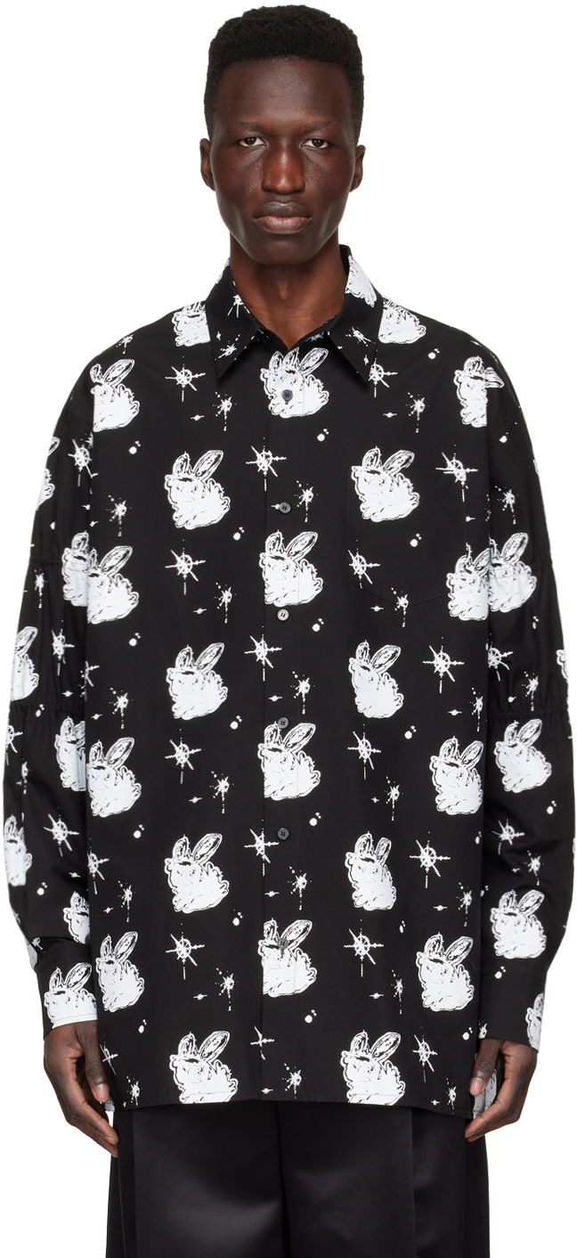 Сорочка We11done We11done Cotton Poplin Space Bunny Print Shirt чорний | WD-BL1-22-142-M-BK