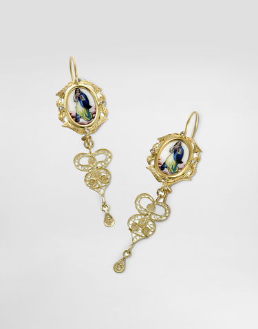 Сережки Dolce & Gabbana Dolce & Gabbana Sicily Drop Earrings with Religious Figure and Filigree Design Жовтий | WEDD1GW0001ZOO00, 3