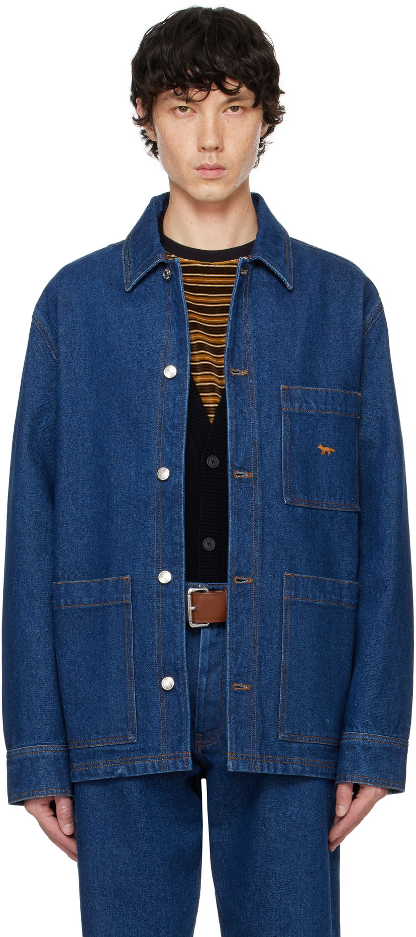 Куртка MAISON KITSUNÉ Workwear Denim Jacket Синій | MM00415WW5023