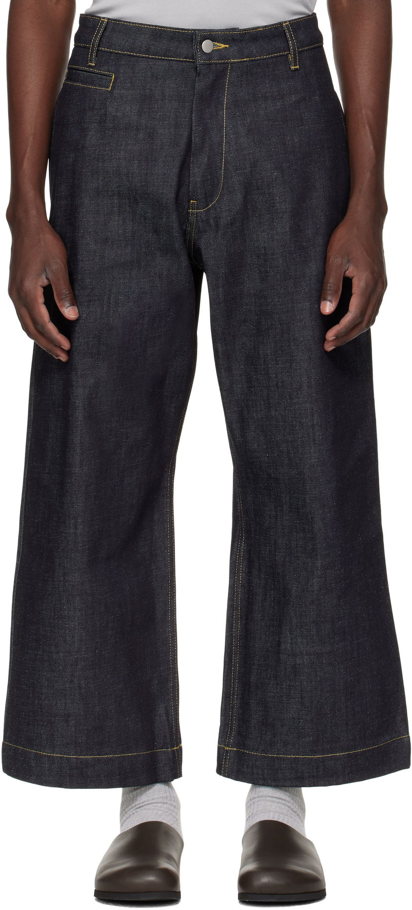 Джинси Studio Nicholson Pyad Wide-Leg Contrast-Stitch Denim Jeans Синій | PYAD SNM - 1246