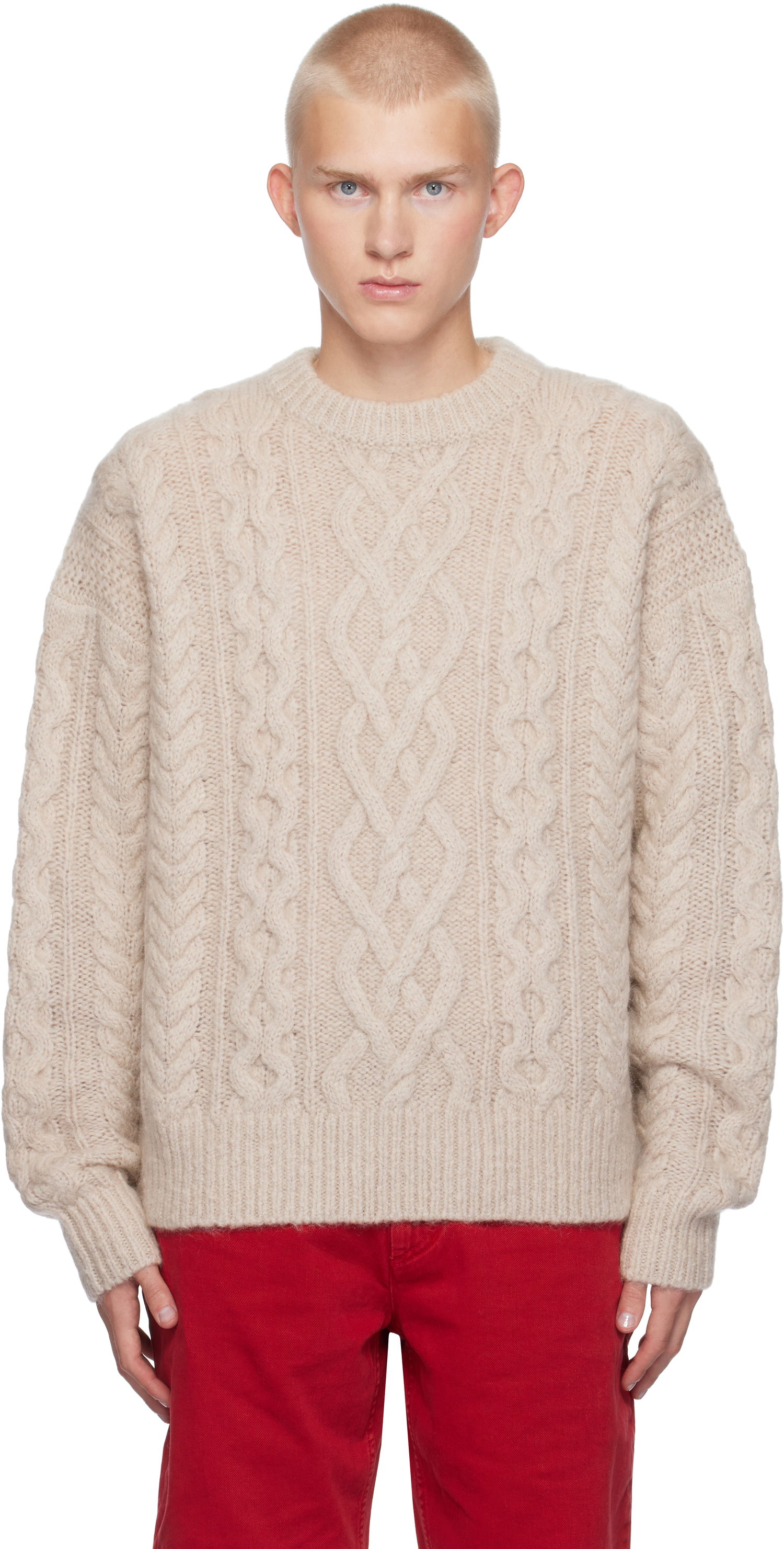 Cветр ISABEL MARANT Isabel Marant Erick Cable Knit Sweater бежевий | PU0542HA-B3L07H, 0