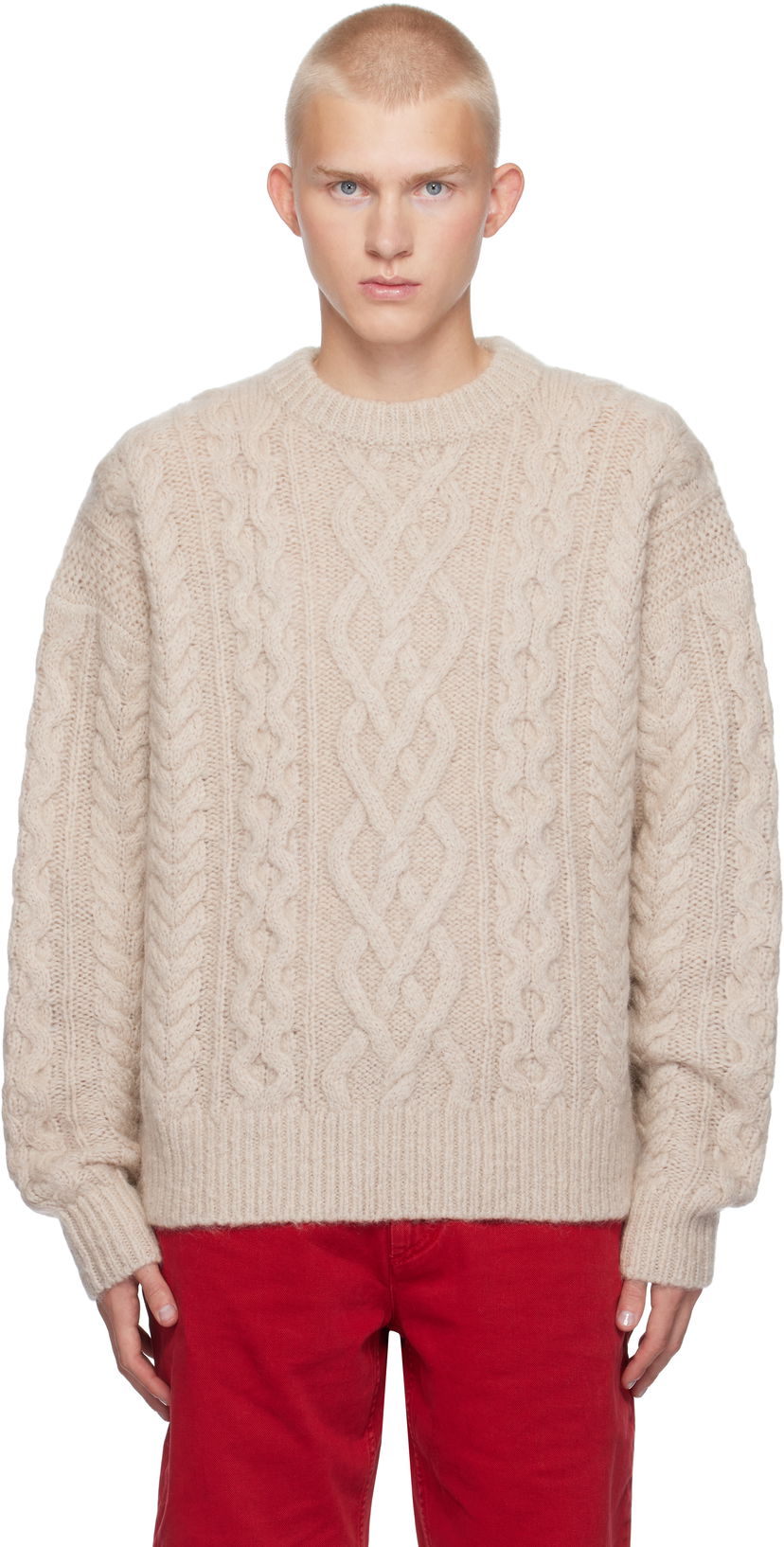 Cветр ISABEL MARANT Isabel Marant Erick Cable Knit Sweater бежевий | PU0542HA-B3L07H
