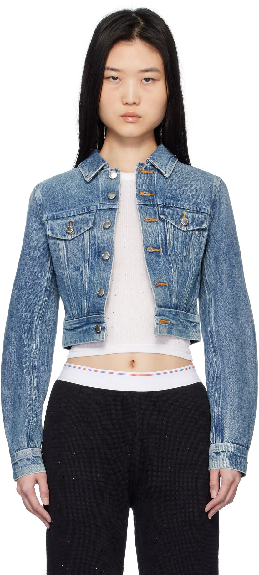 Куртка Alexander Wang Alexander Wang Trucker Denim Jacket Синій | 1WC1252598