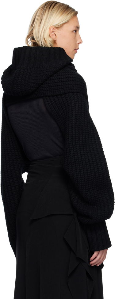 Cветр sacai Oversized Wool Knit Crossover Turtleneck чорний | 25-08201, 2