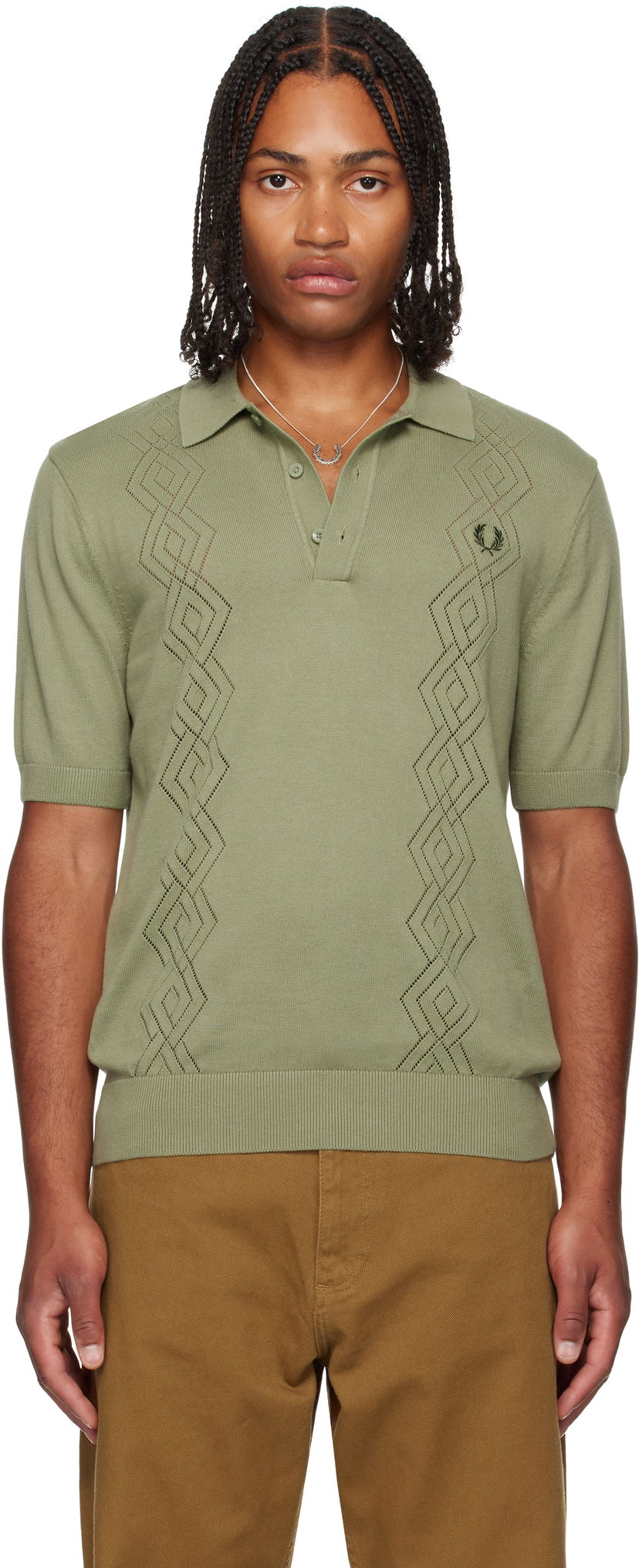 Сорочка поло Fred Perry Fred Perry Knitted Pointelle Polo Зелений | K9749