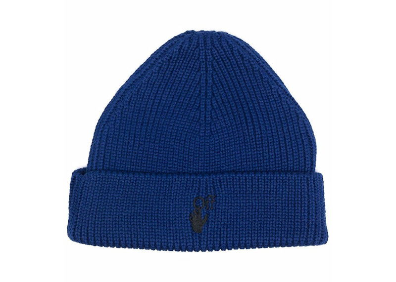 Шапка Off-White Off-White Hand Off Ribbed Knit Beanie Синій | OMLC016F21KNI0014510