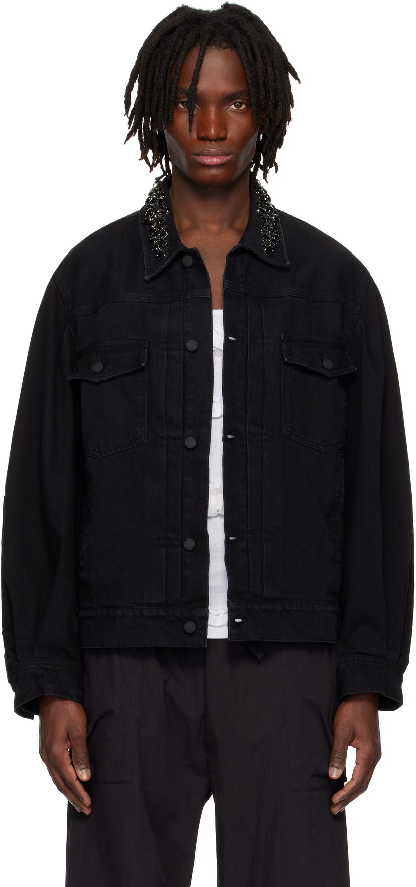 Куртка Simone Rocha Simone Rocha Embellished Denim Jacket чорний | 6116B 1239