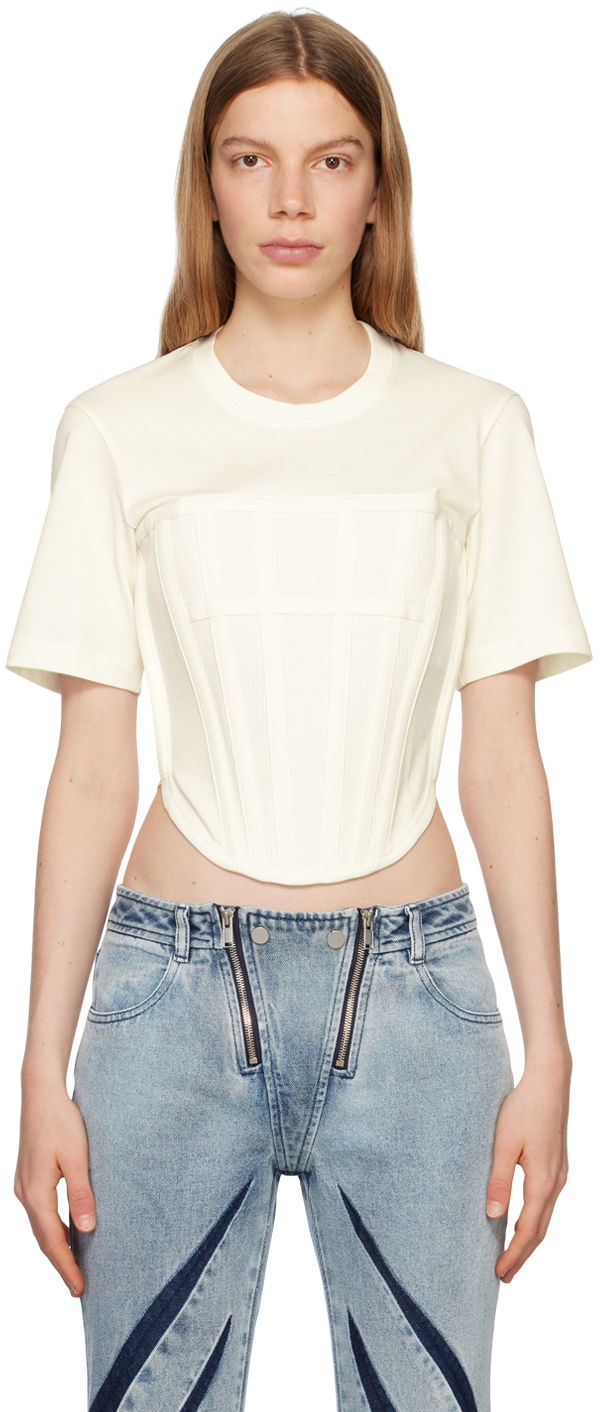 Кроп-топи Dion Lee Corset T-Shirt білий | C3097R23