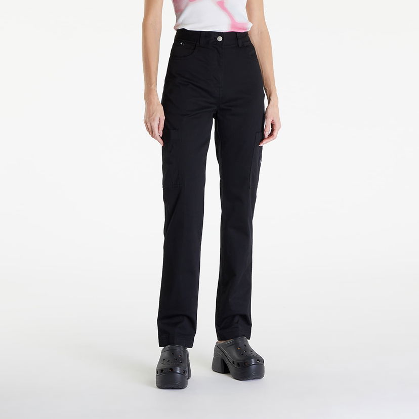 Штани карго CALVIN KLEIN Jeans Woven Label High Rise Straight Pant Black чорний | J20J223117 BEH