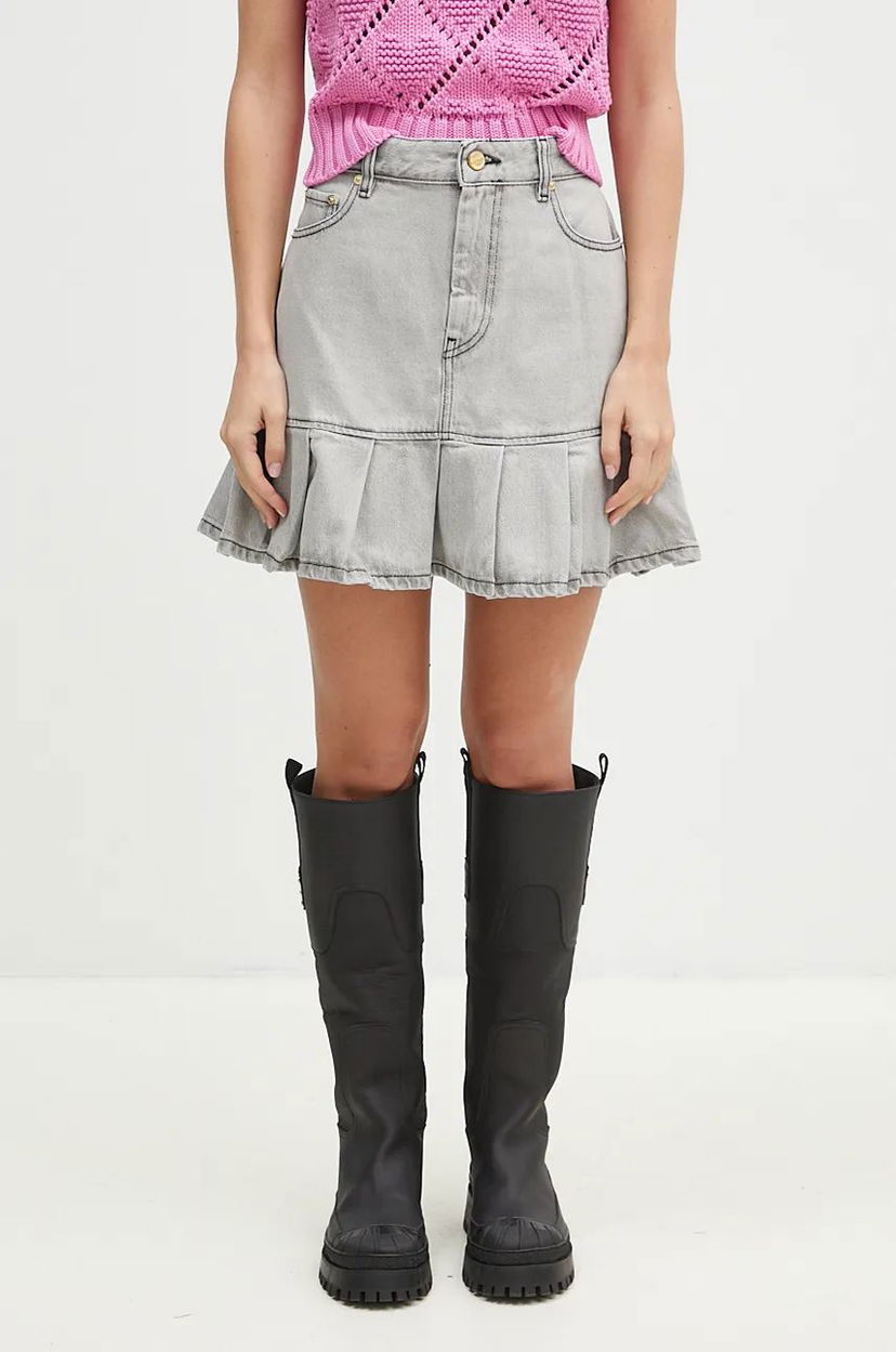 Спідниця GANNI Future Denim Pleated Mini Skirt Сірий | J1550