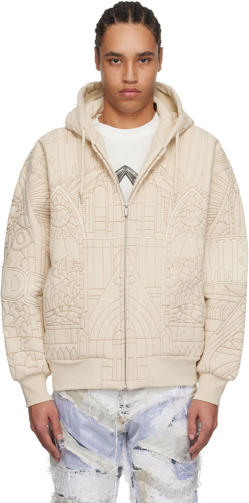 Світшоти Who Decides War Who Decides War Cathedral Zip-Up Hoodie бежевий | 1110610019SS25