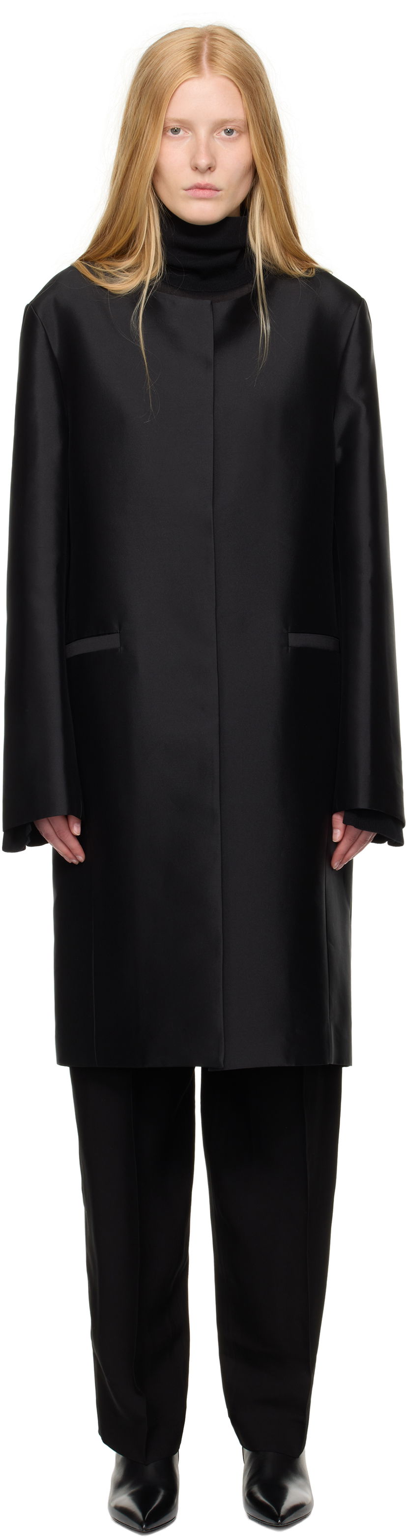 Пальто TOTEME TOTEME Collarless Coat чорний | 253-WRO0213-FB0429