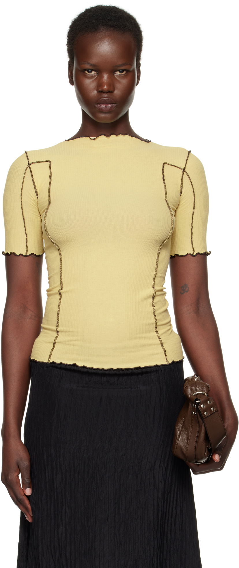 Футболка Baserange Baserange Omato 3/4 Sleeve Lettuce Edge T-Shirt Жовтий | TTO3-RB-SP25