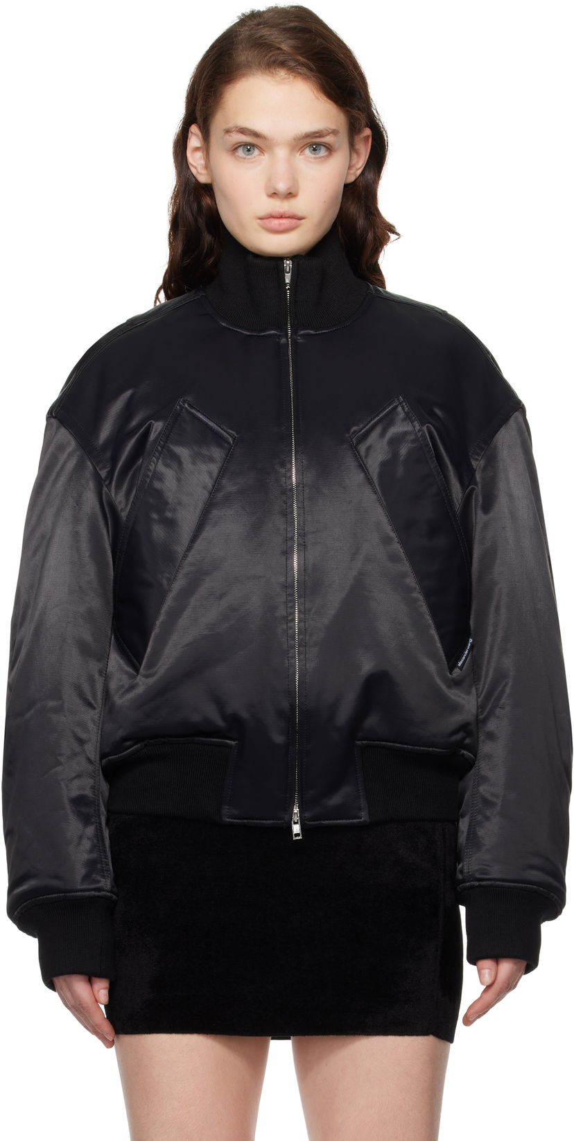 Куртка бомбер Alexander Wang Sateen Bomber Jacket чорний | UWC4242050