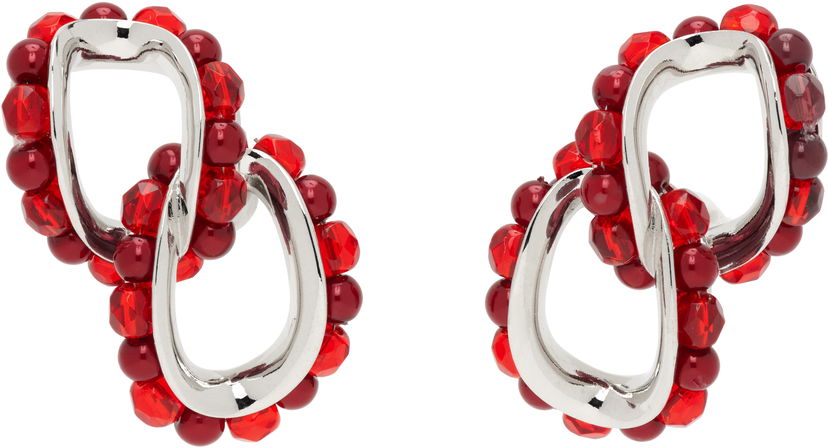 Сережки KIKO KOSTADINOV Kiko Kostadinov Kandel Silver-Tone & Red Beaded Earrings Червоний | KKWAW25ER02-157