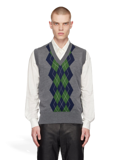 Cветр AMI Argyle Vest Сірий | HKS703.KN0005