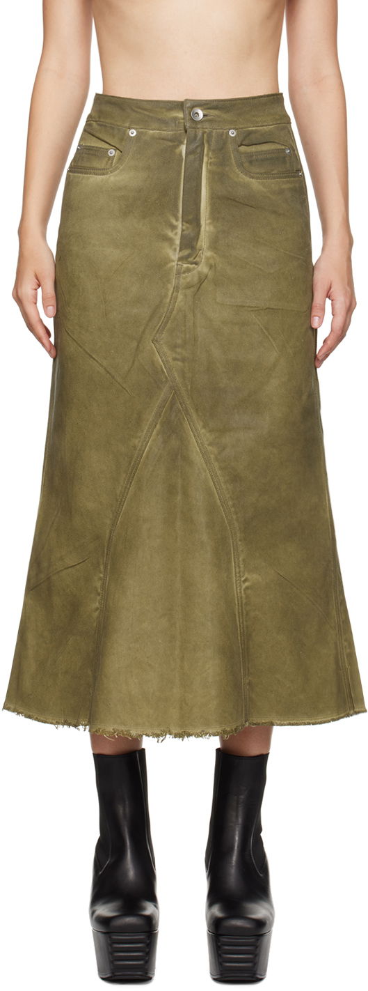 Спідниця Rick Owens Godet Denim Midi Skirt Зелений | DS02D2345 DCF