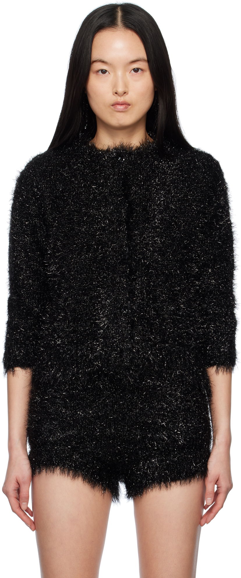 Комбінезон Simone Rocha Simone Rocha Tinsel Knit Cardigan чорний | PRMK2 0664