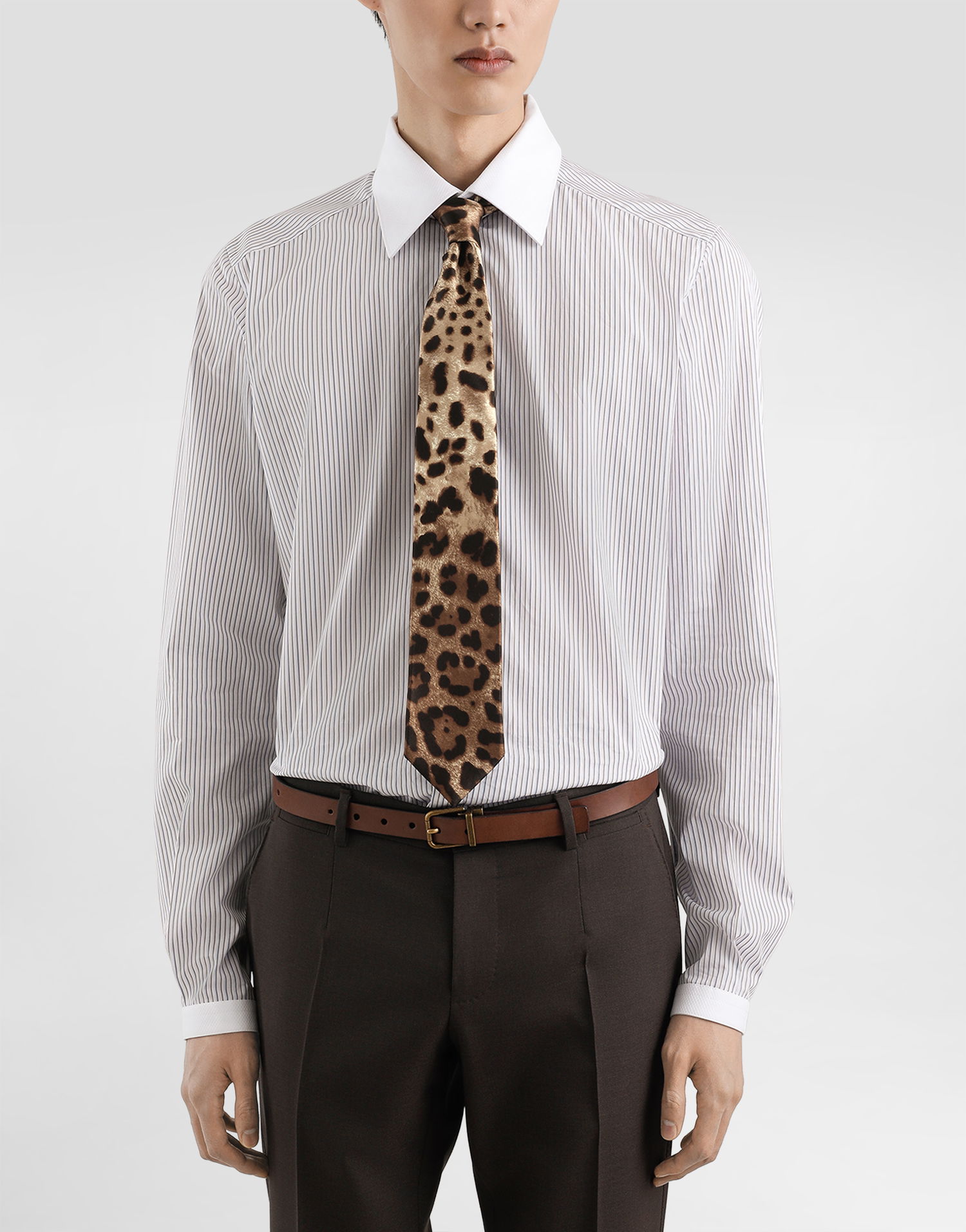 Аксесуари Dolce & Gabbana Dolce & Gabbana Satin Tie with Leopard Print Коричневий | GT181EFS1GTHY13M, 1