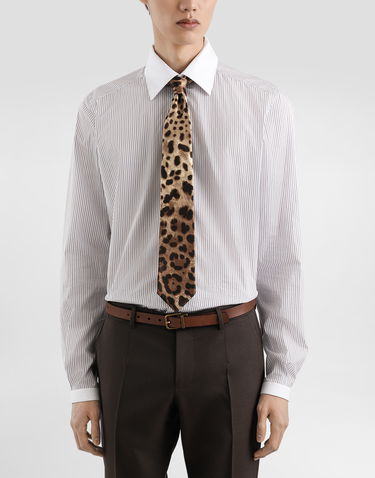 Аксесуари Dolce & Gabbana Dolce & Gabbana Satin Tie with Leopard Print Коричневий | GT181EFS1GTHY13M, 1