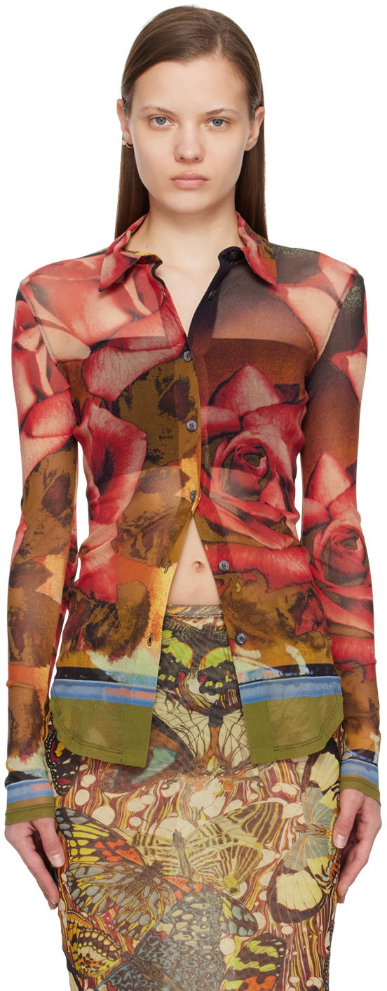 Сорочка Jean Paul Gaultier Jean Paul Gaultier Roses Print Mesh Shirt Різнокольоровий | 24/25-U-CH013-T547-403050