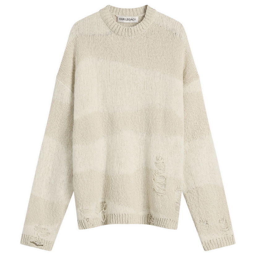 Cветр OUR LEGACY Our Legacy Popover Roundneck Destructive Wave Knit, Size X-Small бежевий | W2253PW