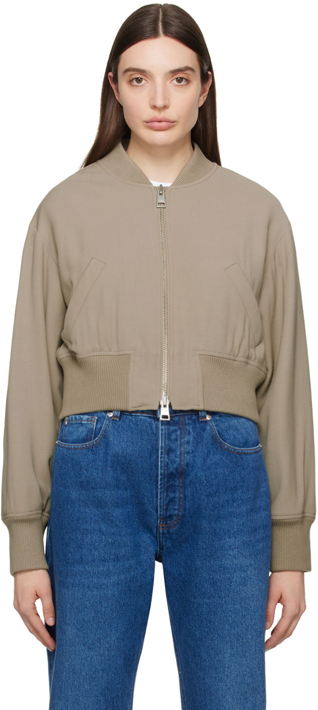 Куртка бомбер AMI Zip Bomber Jacket бежевий | FJK002.VI0007
