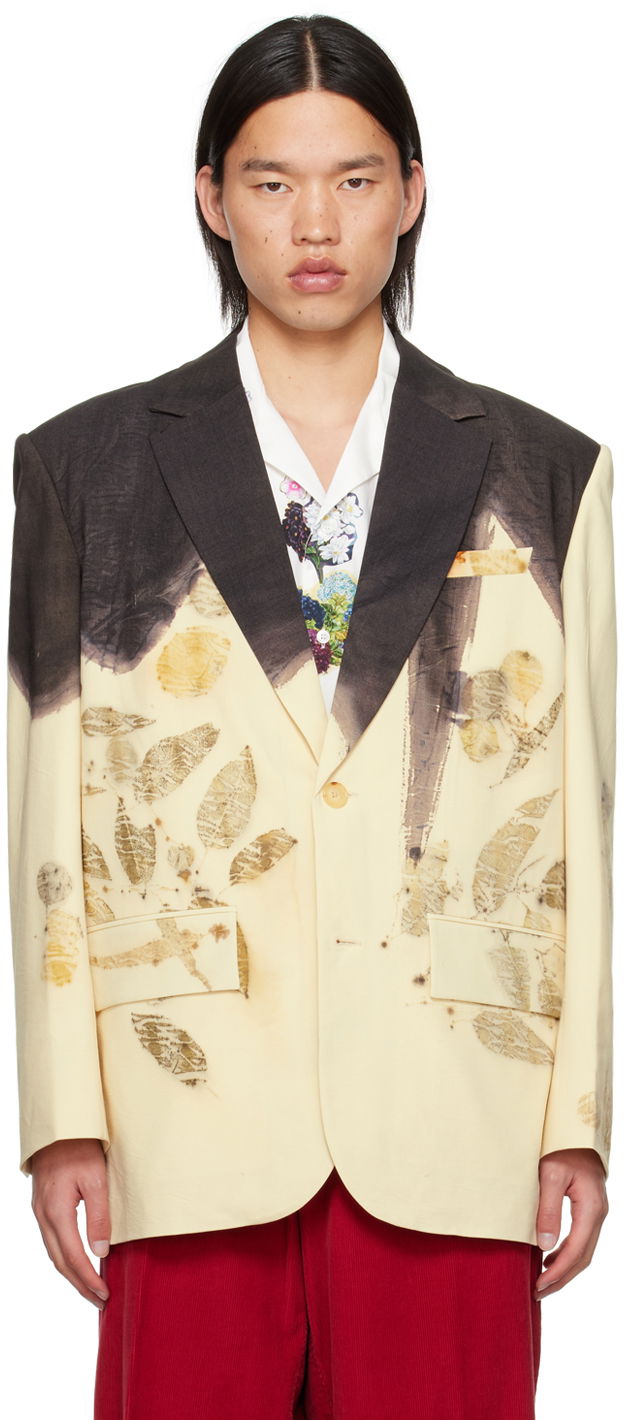 Куртка Feng Chen Wang Feng Chen Wang Plant-Dyed Blazer бежевий | FMS17JK11