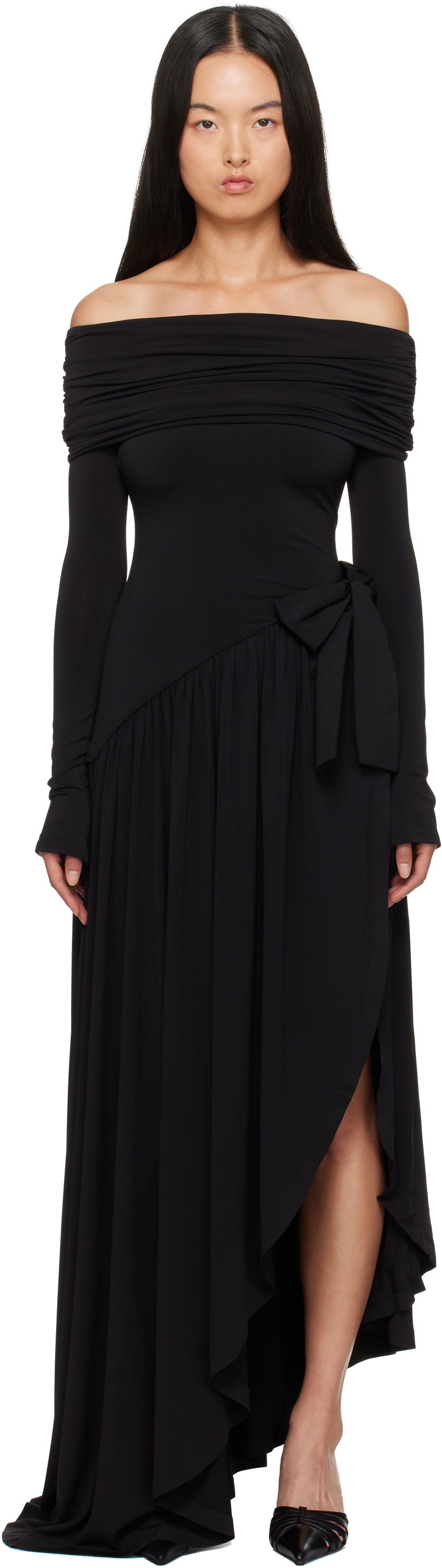 плаття GUIZIO Guizio Lola Off-The-Shoulder Maxi Dress чорний | F24407K012