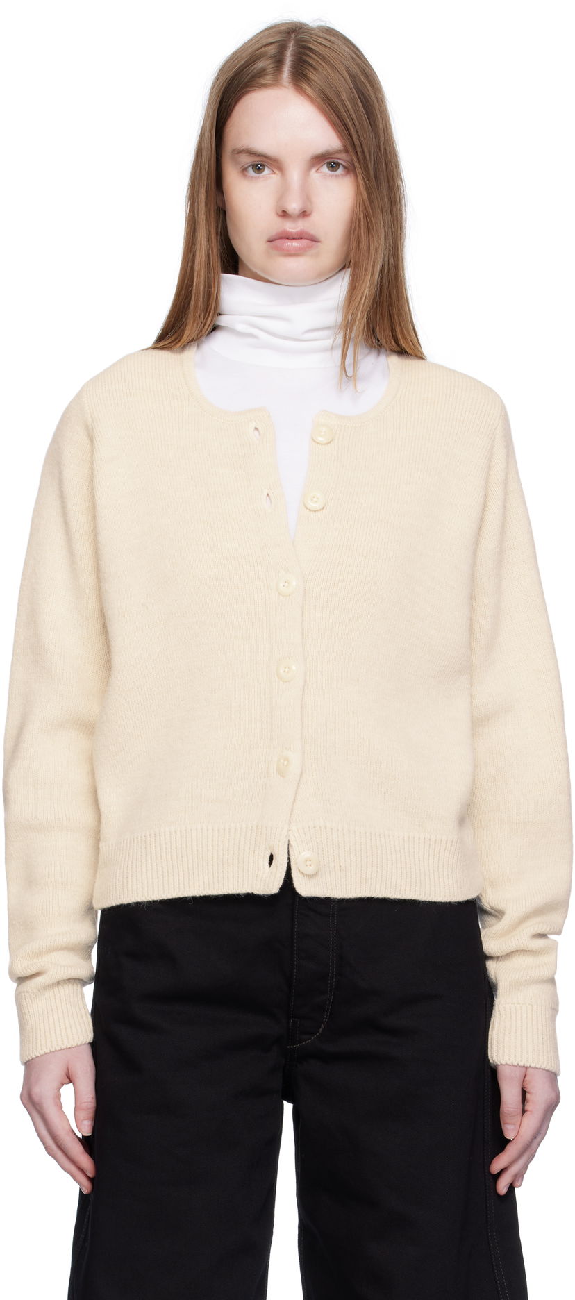 Cветр LEMAIRE Lemaire Alpaca Cropped Cardigan бежевий | TO1411 LK1028