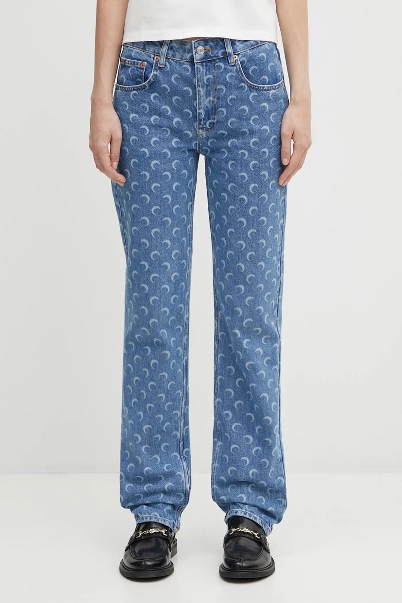 Джинси Marine Serre Marine Serre Moon Laser Denim Straight Medium Waist Синій | WPA128BCDEN0002
