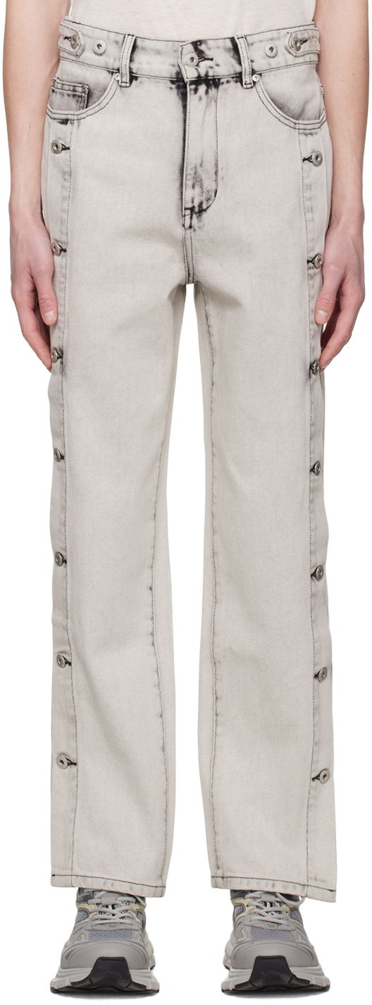 Джинси Feng Chen Wang Feng Chen Wang Side Release Jeans Сірий | FUS15TR08