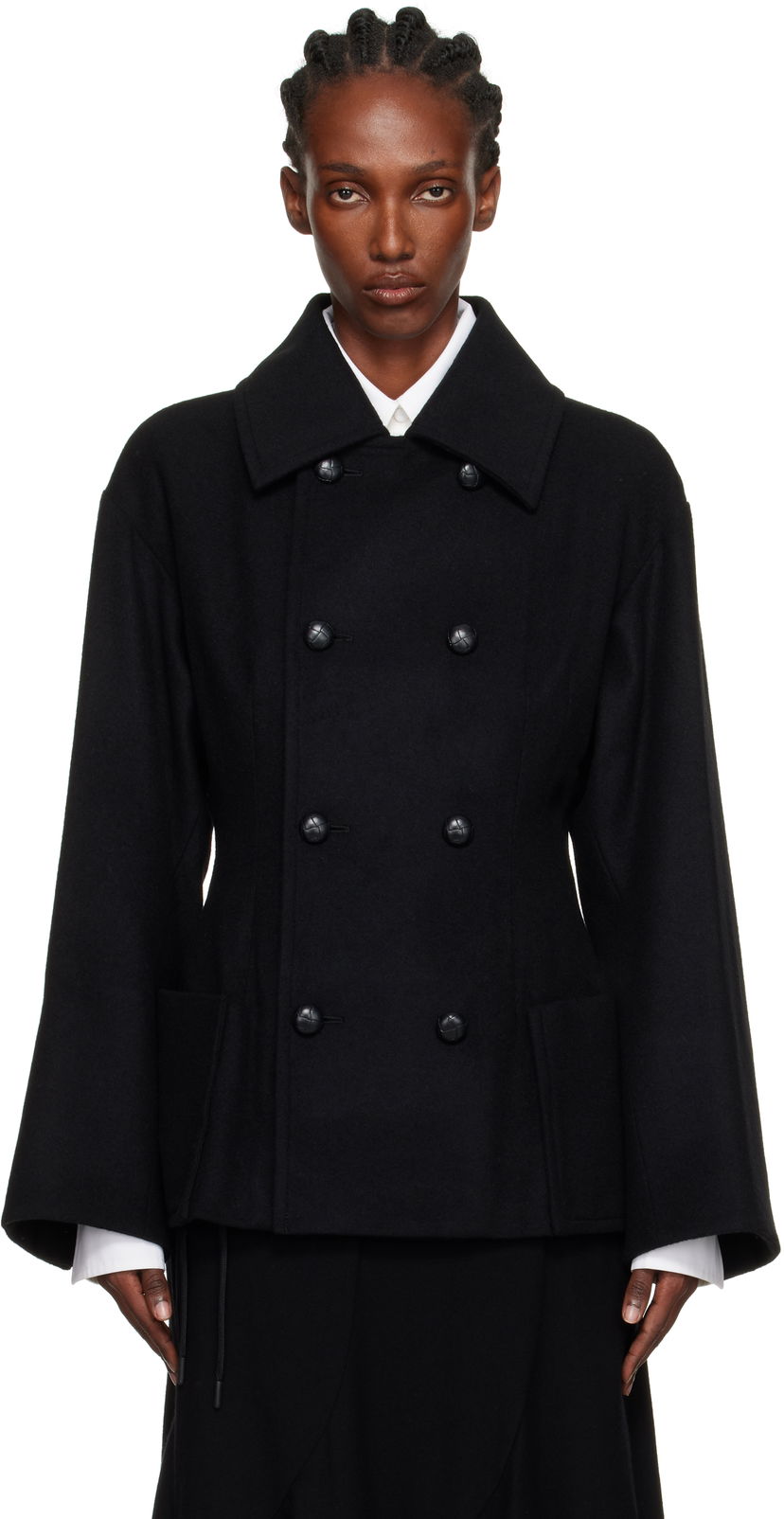 Пальто Yohji Yamamoto Yohji Yamamoto Darts Pea Coat чорний | FM-J53-103