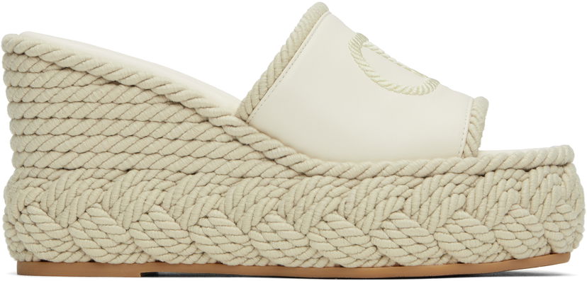 Кросівки та взуття Valentino Valentino Garavani VLogo Torchon Wedge Slide Sandals бежевий | 6W2S0KC5YWI