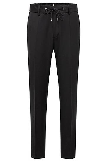Штани BOSS Slim-Fit Virgin-Wool Serge Trousers чорний | 50469169