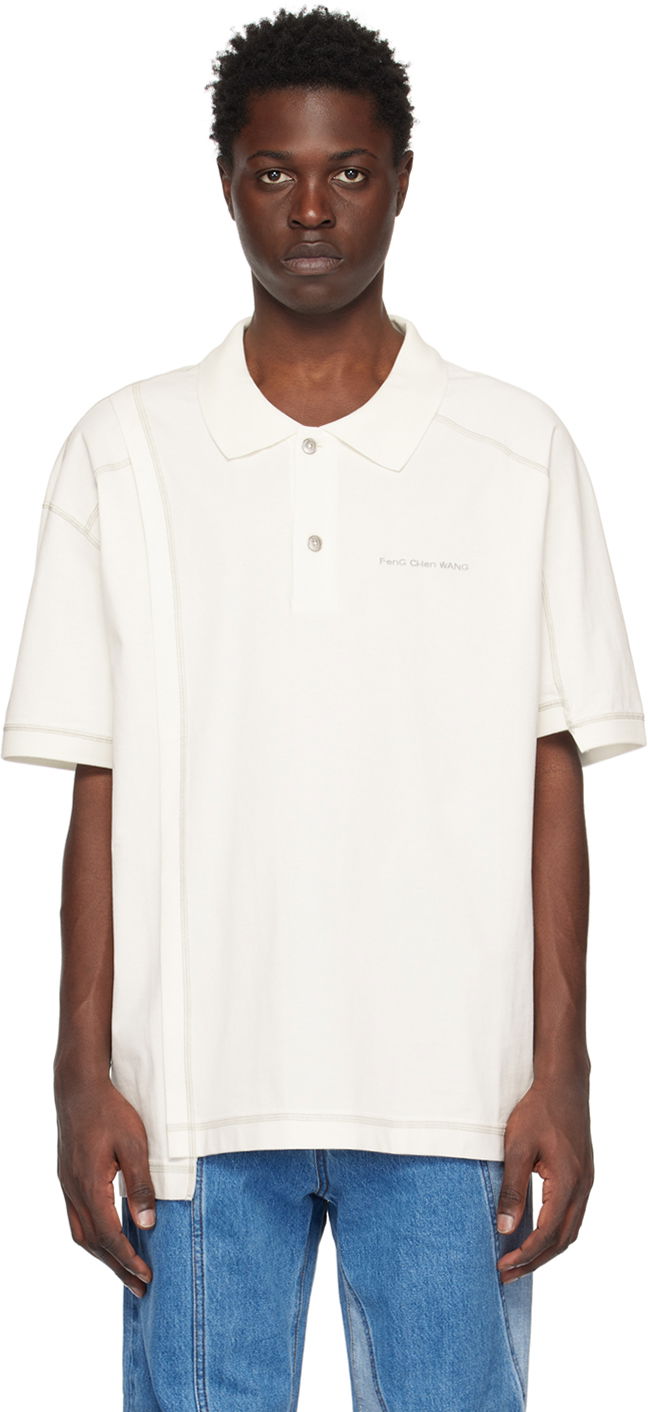 Сорочка поло Feng Chen Wang Feng Chen Wang Embroidered Polo білий | FUS15PL03