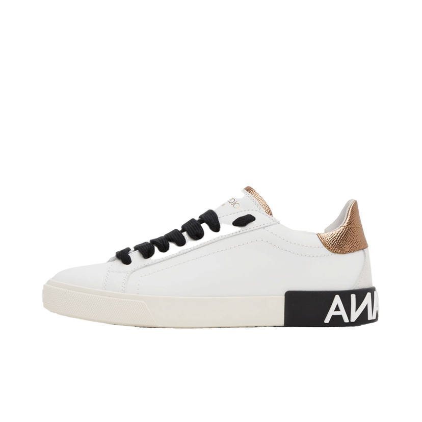 Кросівки та взуття Dolce & Gabbana White Portofino Vintage Sneakers білий | CK2203 AM780