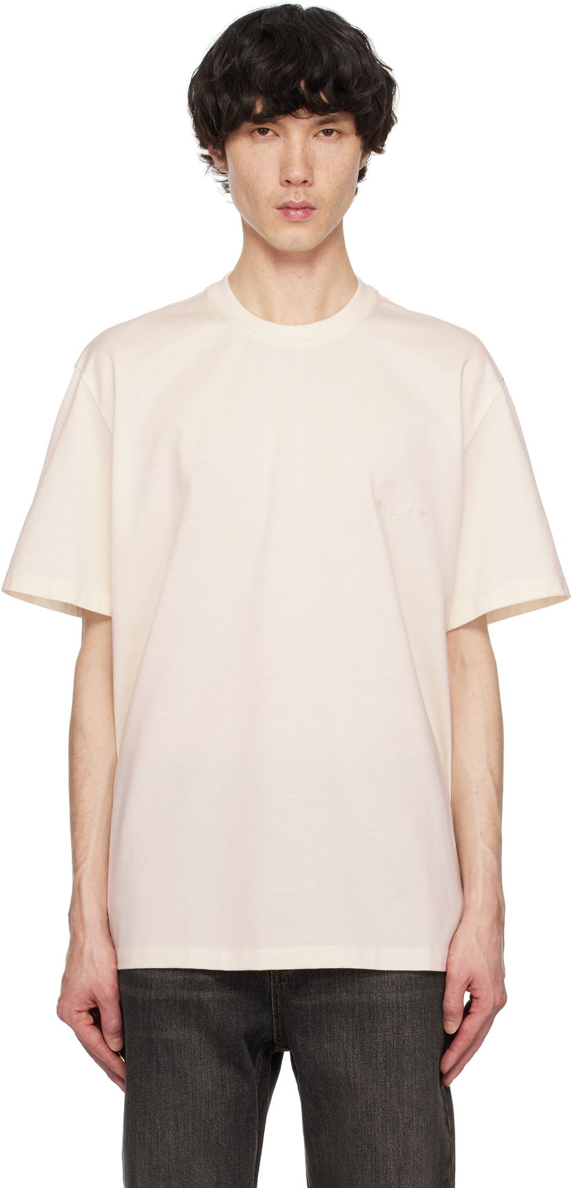 Футболка WOOYOUNGMI WOOYOUNGMI Embroidered Logo T-Shirt бежевий | W251TS02