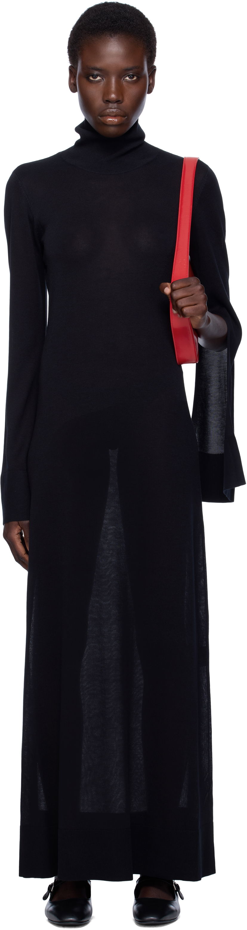 плаття TOTEME TOTEME Slit Sleeve Knit Maxi Dress чорний | 253-WRD0236-YA0079