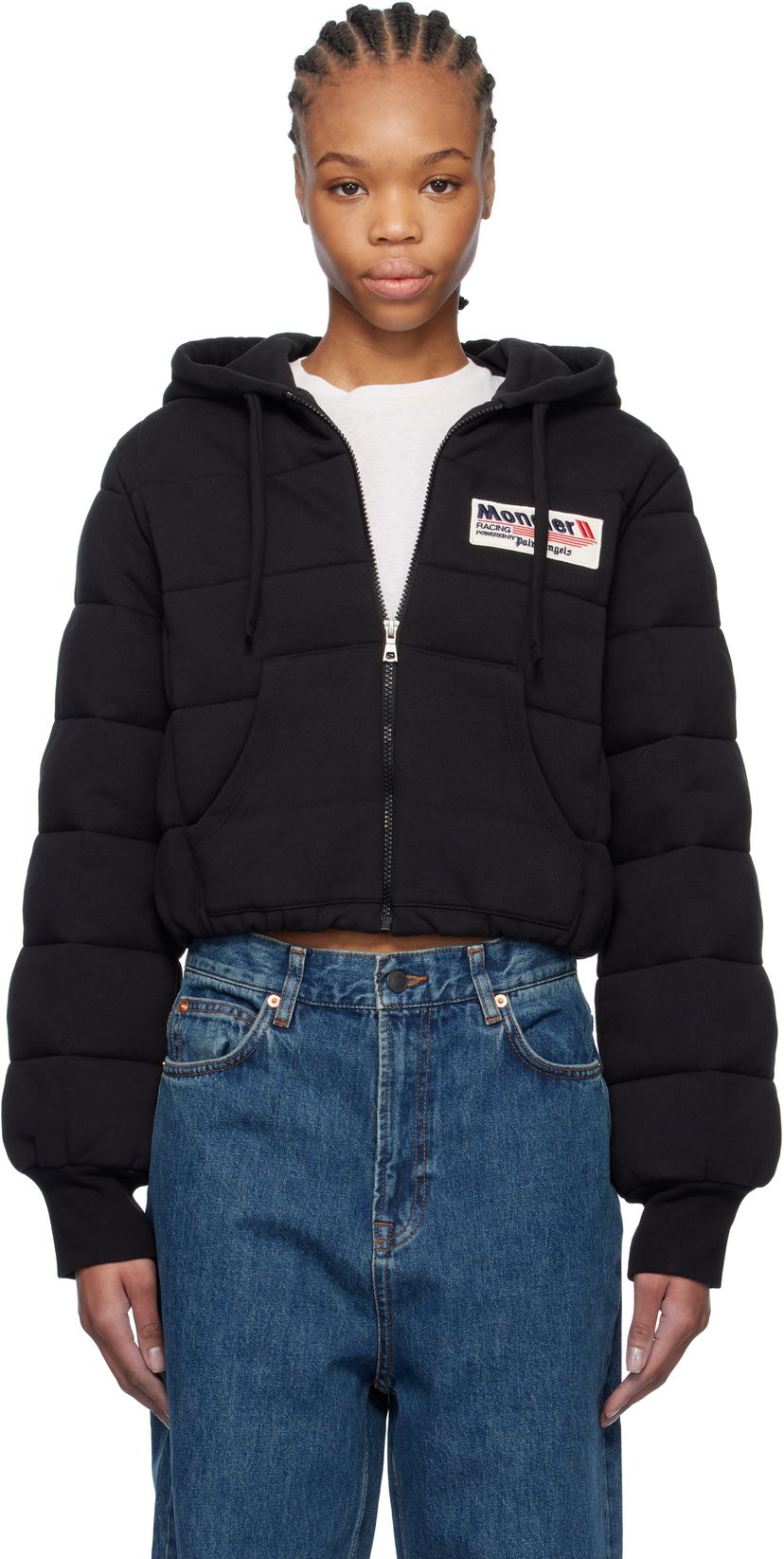 Світшоти Moncler Moncler Genius x Palm Angels Zip-Up Down Hoodie чорний | J209L8G00007899V4