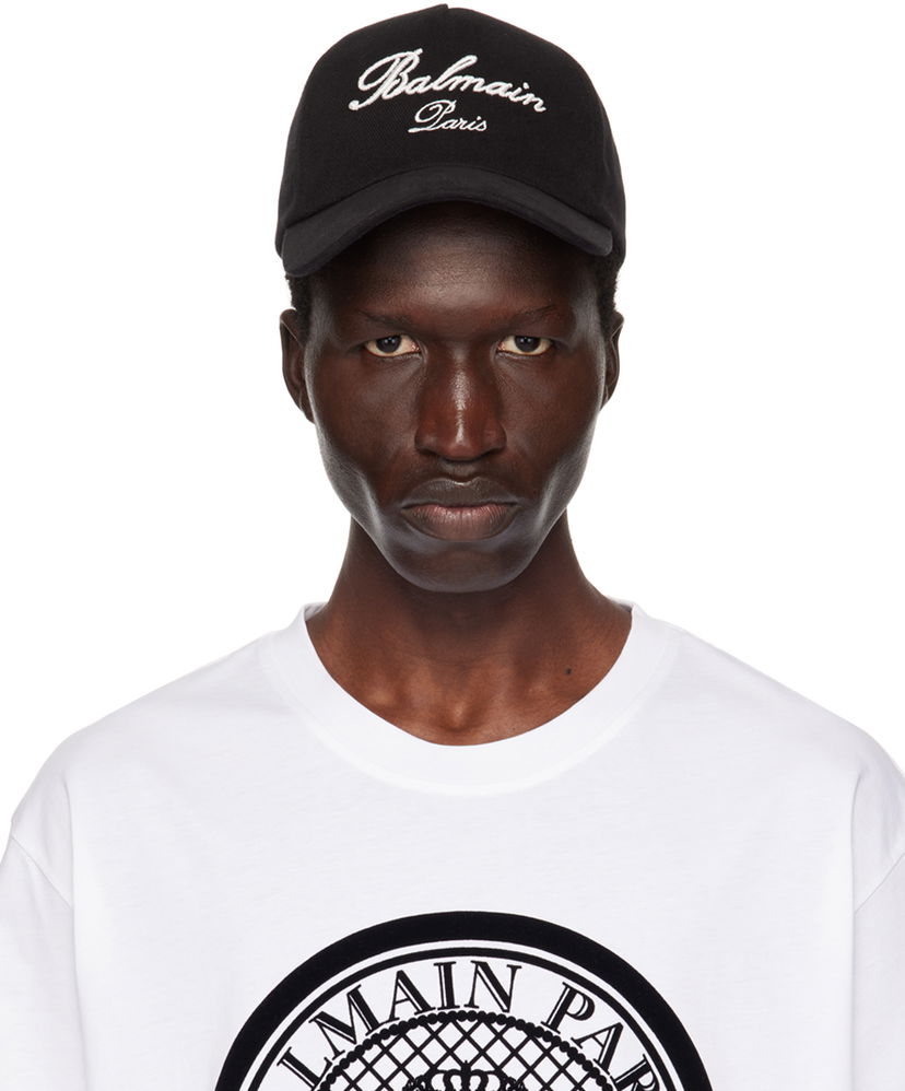 Кепка Balmain Black Signature Embroidery Cap чорний | DH1XA231CD29