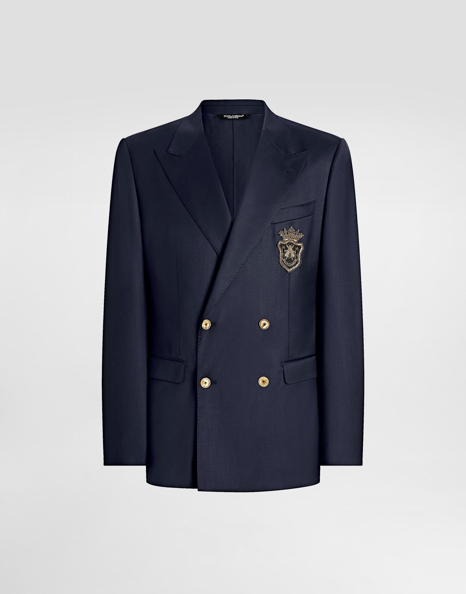Куртка Dolce & Gabbana Double-breasted Wool Jacket With Patch Синій | G2TJ8ZFUBFAB4902, 0