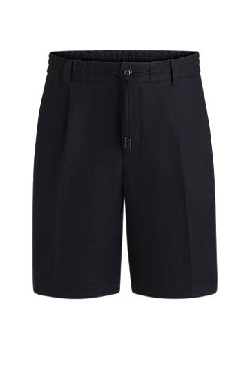 Шорти BOSS Tapered-Fit Wrinkle-Resistant Linen Shorts темно-синій | 50538680