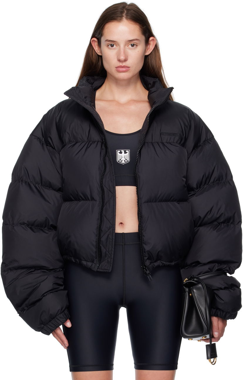 Пуховик VETEMENTS Vetements Double Logo Boxy Down Jacket чорний | UH76PU220BB