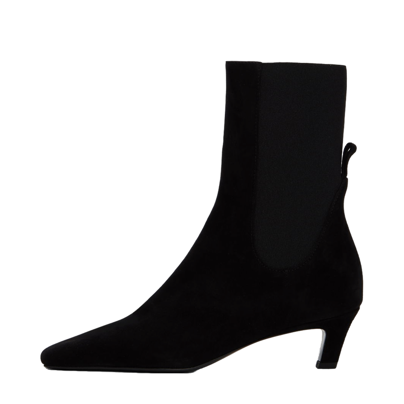 Кросівки та взуття TOTEME The Mid Heel Suede Boots чорний | 221-907-836