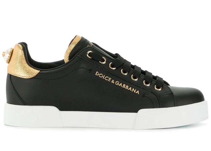 Кросівки та взуття Dolce & Gabbana Portofino Black Gold Pearl W чорний | CK1602AN2988E831