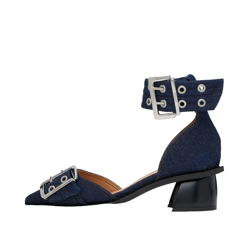 Кросівки та взуття GANNI Feminine Buckle Open Cut Heels темно-синій | S2803