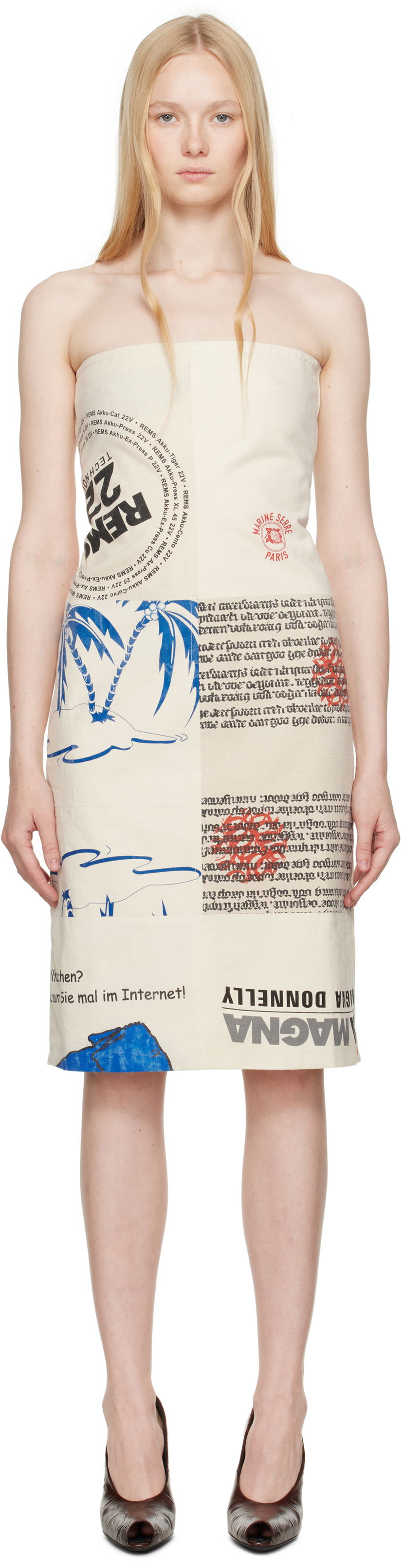 плаття Marine Serre Marine Serre Regenerated Tote Bags Bustier Midi Dress бежевий | WDR358A UWOV0009